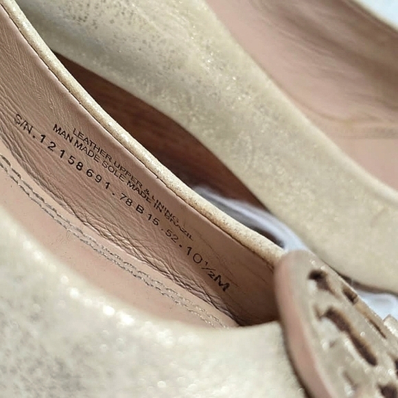 Tory Burch Gold Metallic Leather Wedge Pumps Heels Women's Size 10.5 M🌴 - Picture 8 of 10